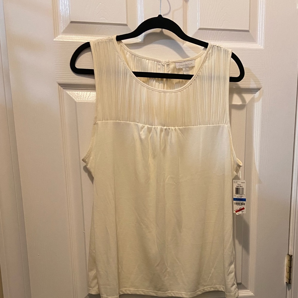 🌻NWT Charter Club Mixed Media Sleeveless Blouse